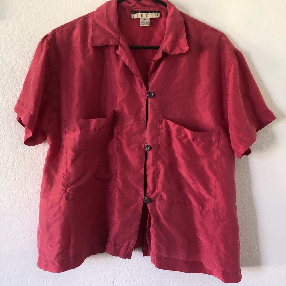 Vintage 100% Silk Boxy Pink Shirt Vintage